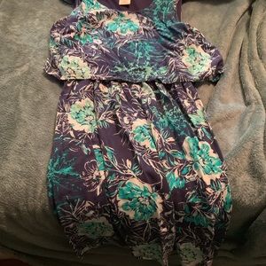 Blue and teal flower sun dress